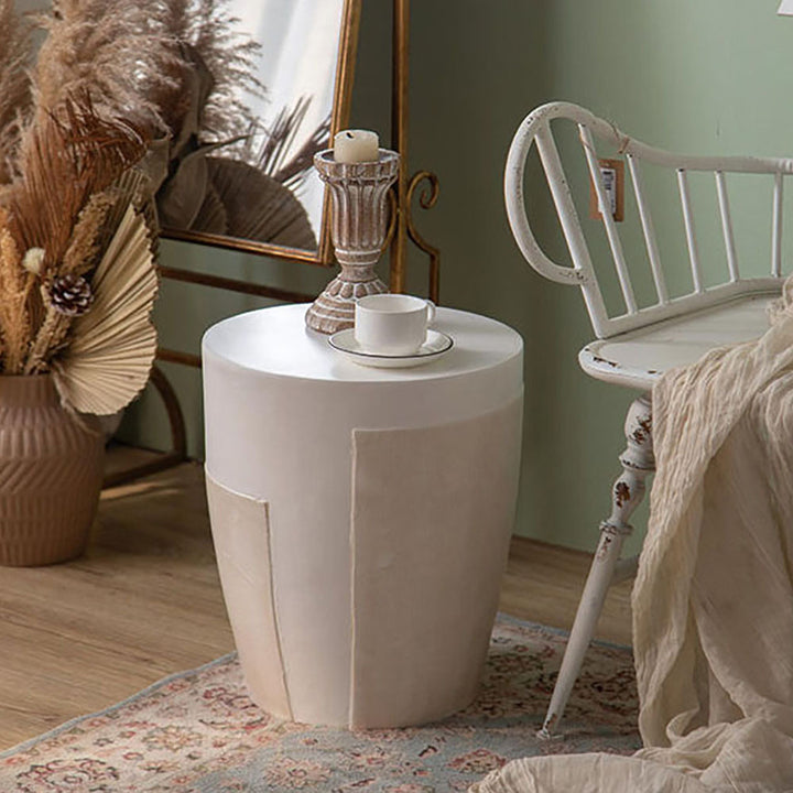 Contemporary Simplicity Geometric Cylinder Magnesium Oxide End Table For Living Room