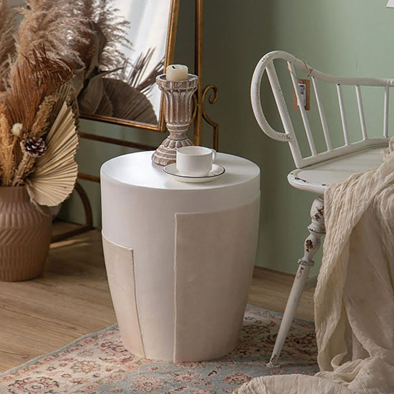 Contemporary Simplicity Geometric Cylinder Magnesium Oxide End Table For Living Room