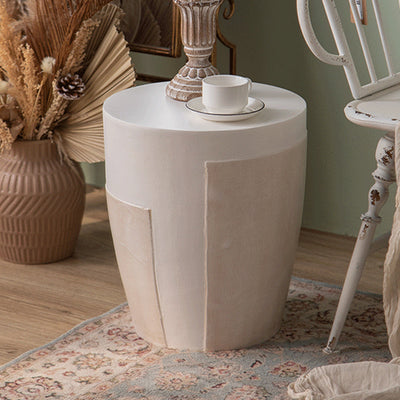 Contemporary Simplicity Geometric Cylinder Magnesium Oxide End Table For Living Room