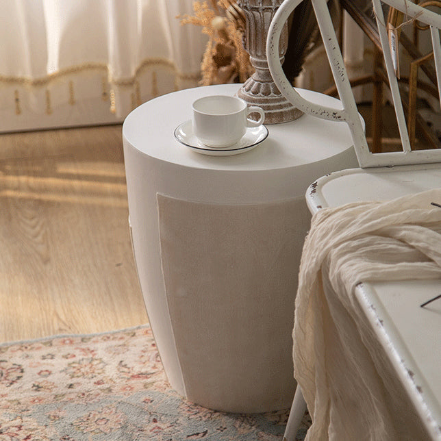 Contemporary Simplicity Geometric Cylinder Magnesium Oxide End Table For Living Room