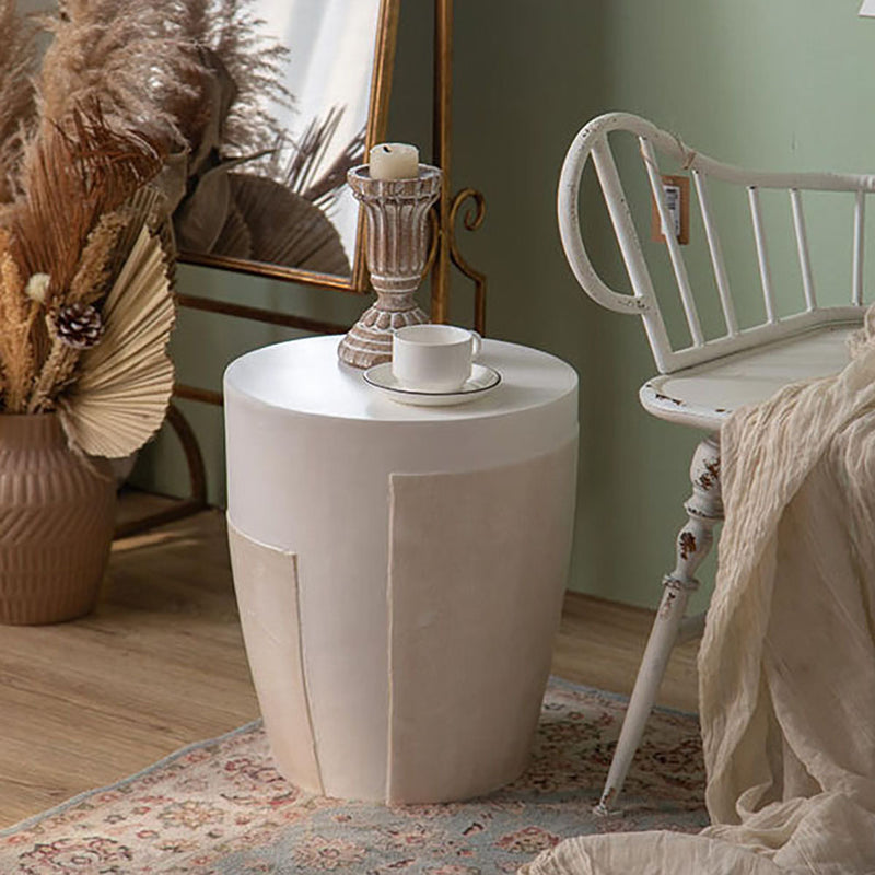 Contemporary Simplicity Geometric Cylinder Magnesium Oxide End Table For Living Room