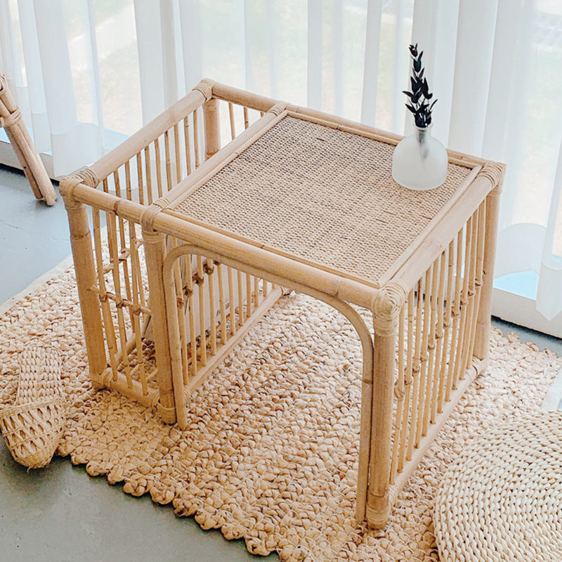 Traditioneller Vintage Runder Massivholz Tablett-Tisch 2-stufiger Rollwagen für das Wohnzimmer 