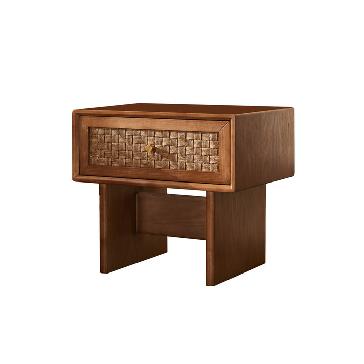 Traditional Vintage Rectangular Ash Nightstand 1-Drawer For Bedroom