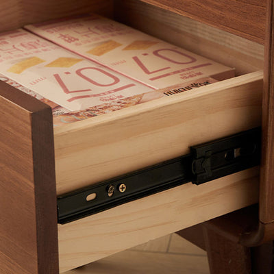 Table de chevet traditionnelle japonaise carrée en bois massif avec tiroir de rangement à 2 niveaux pour chambre 