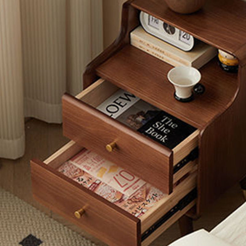 Table de chevet traditionnelle japonaise carrée en bois massif avec tiroir de rangement à 2 niveaux pour chambre 