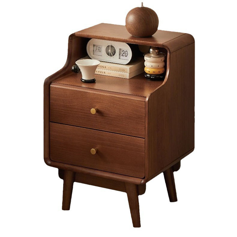 Table de chevet traditionnelle japonaise carrée en bois massif avec tiroir de rangement à 2 niveaux pour chambre 