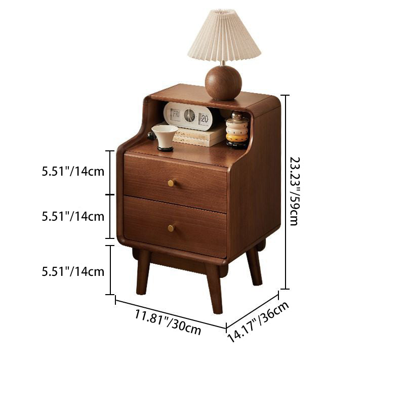 Table de chevet traditionnelle japonaise carrée en bois massif avec tiroir de rangement à 2 niveaux pour chambre 