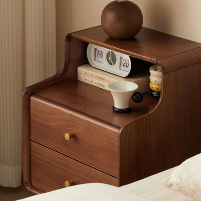 Table de chevet traditionnelle japonaise carrée en bois massif avec tiroir de rangement à 2 niveaux pour chambre 