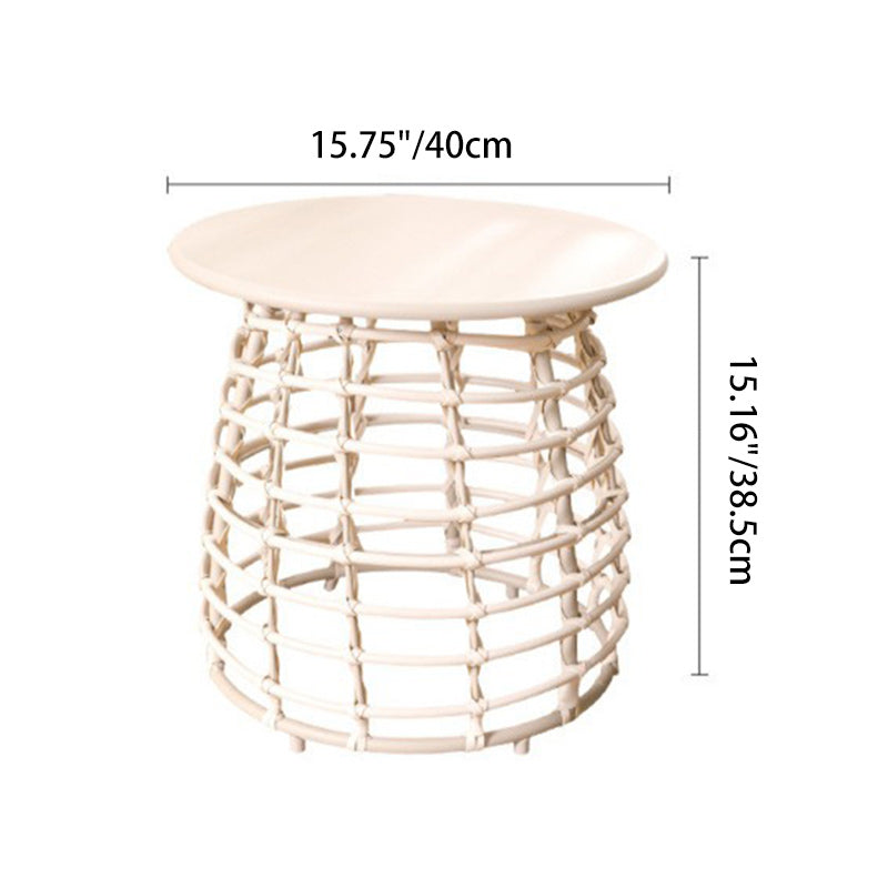 Zeitgenössischer Boho Beistelltisch mit rundem Sinterstein-Top und durchbrochenem Kohlenstoffstahl-Basis für das Wohnzimmer 