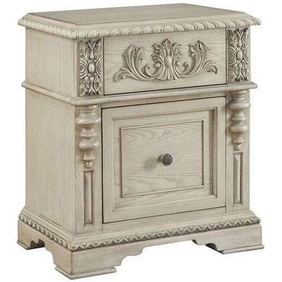 Mesita de noche cuboide de madera maciza europea tradicional con 2 cajones para dormitorio 