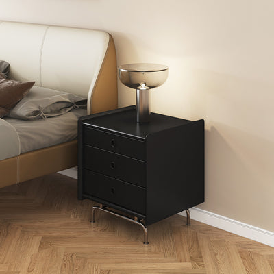 Mesita de noche de madera maciza de cubo de simplicidad moderna con 3 cajones para dormitorio 