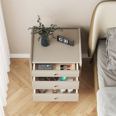 Mesita de noche de madera maciza de cubo de simplicidad moderna con 3 cajones para dormitorio 