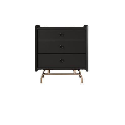 Mesita de noche de madera maciza de cubo de simplicidad moderna con 3 cajones para dormitorio 