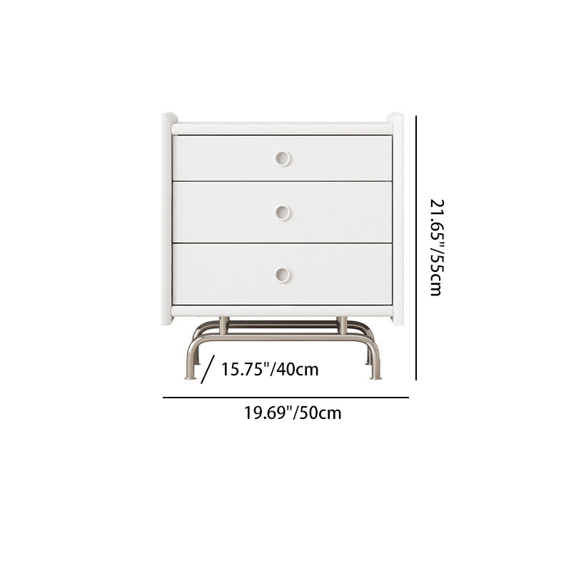 Mesita de noche de madera maciza de cubo de simplicidad moderna con 3 cajones para dormitorio 