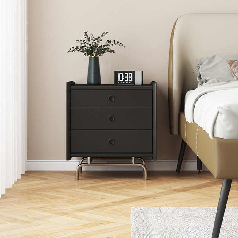 Mesita de noche de madera maciza de cubo de simplicidad moderna con 3 cajones para dormitorio 