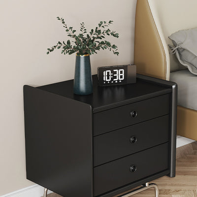 Mesita de noche de madera maciza de cubo de simplicidad moderna con 3 cajones para dormitorio 