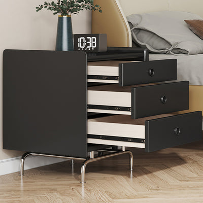 Mesita de noche de madera maciza de cubo de simplicidad moderna con 3 cajones para dormitorio 