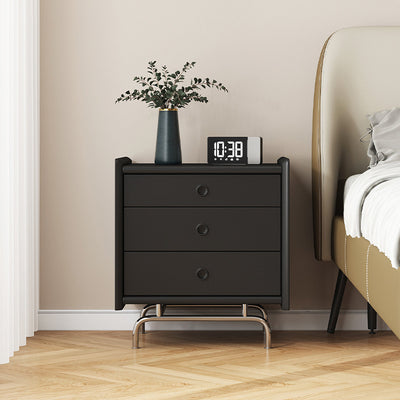 Mesita de noche de madera maciza de cubo de simplicidad moderna con 3 cajones para dormitorio 