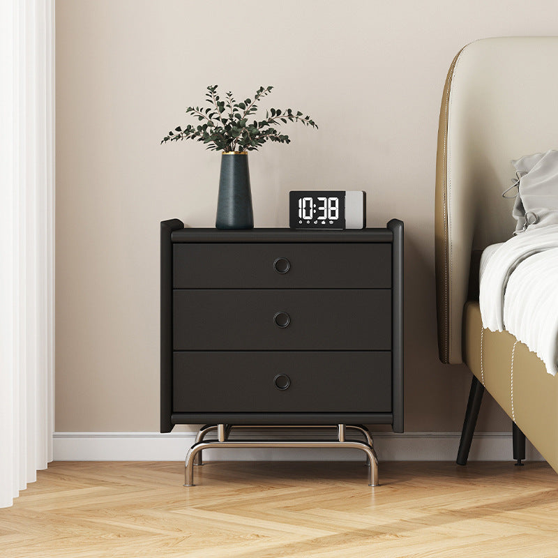 Mesita de noche de madera maciza de cubo de simplicidad moderna con 3 cajones para dormitorio 