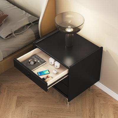 Mesita de noche de madera maciza de cubo de simplicidad moderna con 3 cajones para dormitorio 
