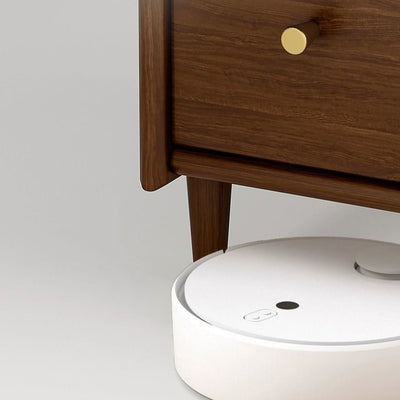 Simplicidad contemporánea mesita de noche rectangular de madera maciza ultra-estrecha, gabinete ahorrador de espacio con 2 cajones para dormitorio 
