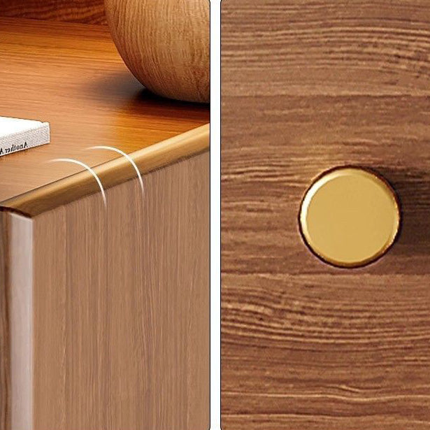 Simplicidad contemporánea mesita de noche rectangular de madera maciza ultra-estrecha, gabinete ahorrador de espacio con 2 cajones para dormitorio 