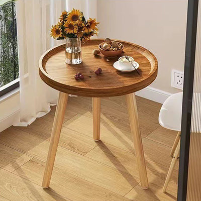 Traditioneller japanischer runder Massivholztisch für das Wohnzimmer 