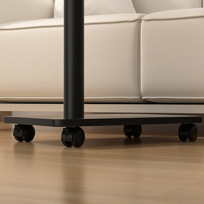 Moderner Einfachheit MDF Rechteckiger Tischplatte Stahlrohr Endtisch 2-stufig Mit Rollen Für Wohnzimmer 
