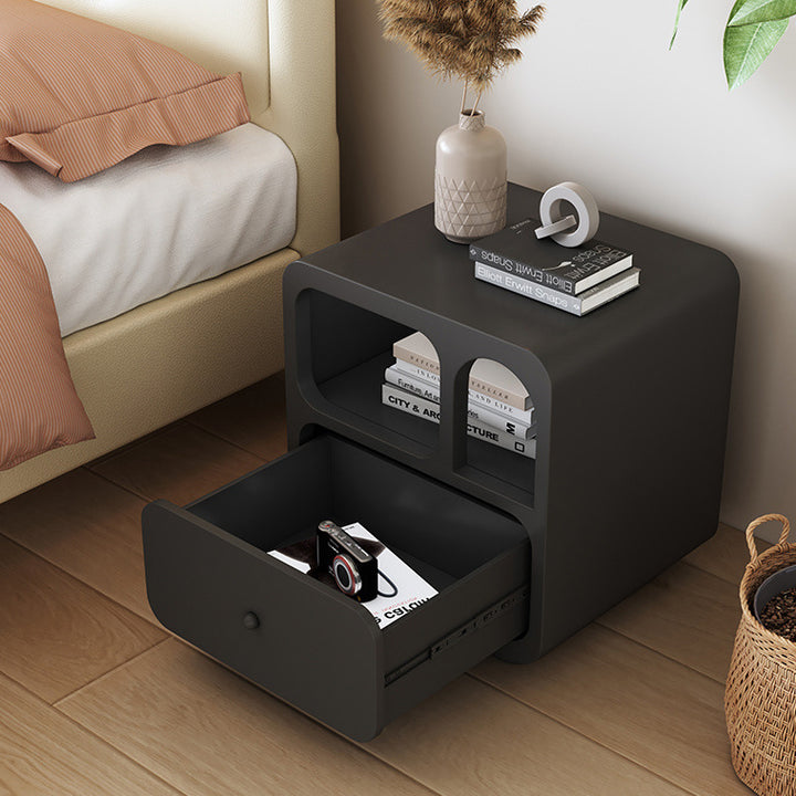 Cube de Simplicité Contemporaine Table de Nuit en Bois Massif 1-Tiroir Pour Chambre 