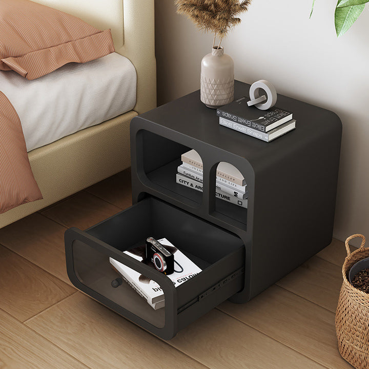 Cube de Simplicité Contemporaine Table de Nuit en Bois Massif 1-Tiroir Pour Chambre 