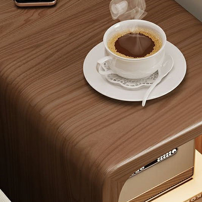 Mesita de noche contemporánea de madera maciza con simplicidad y espacio estrecho, 1 cajón y armario para dormitorio 