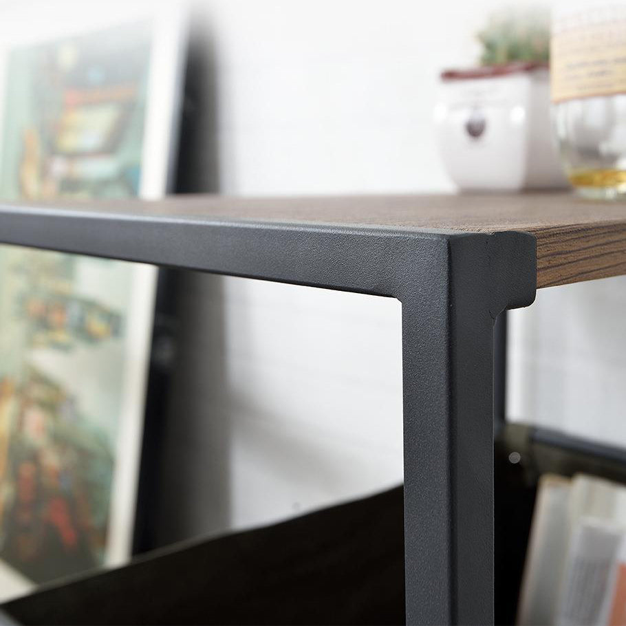 Contemporary Nordic Square MDF Top Iron Frame Rolling Cart End Table 2-Tier Fabric Storage Bags For Living Room