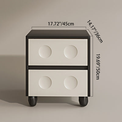 Moderner Mid-Century-Würfel Nachttisch aus Massivholz mit Kieselfuß und 2 Schubladen für das Schlafzimmer 