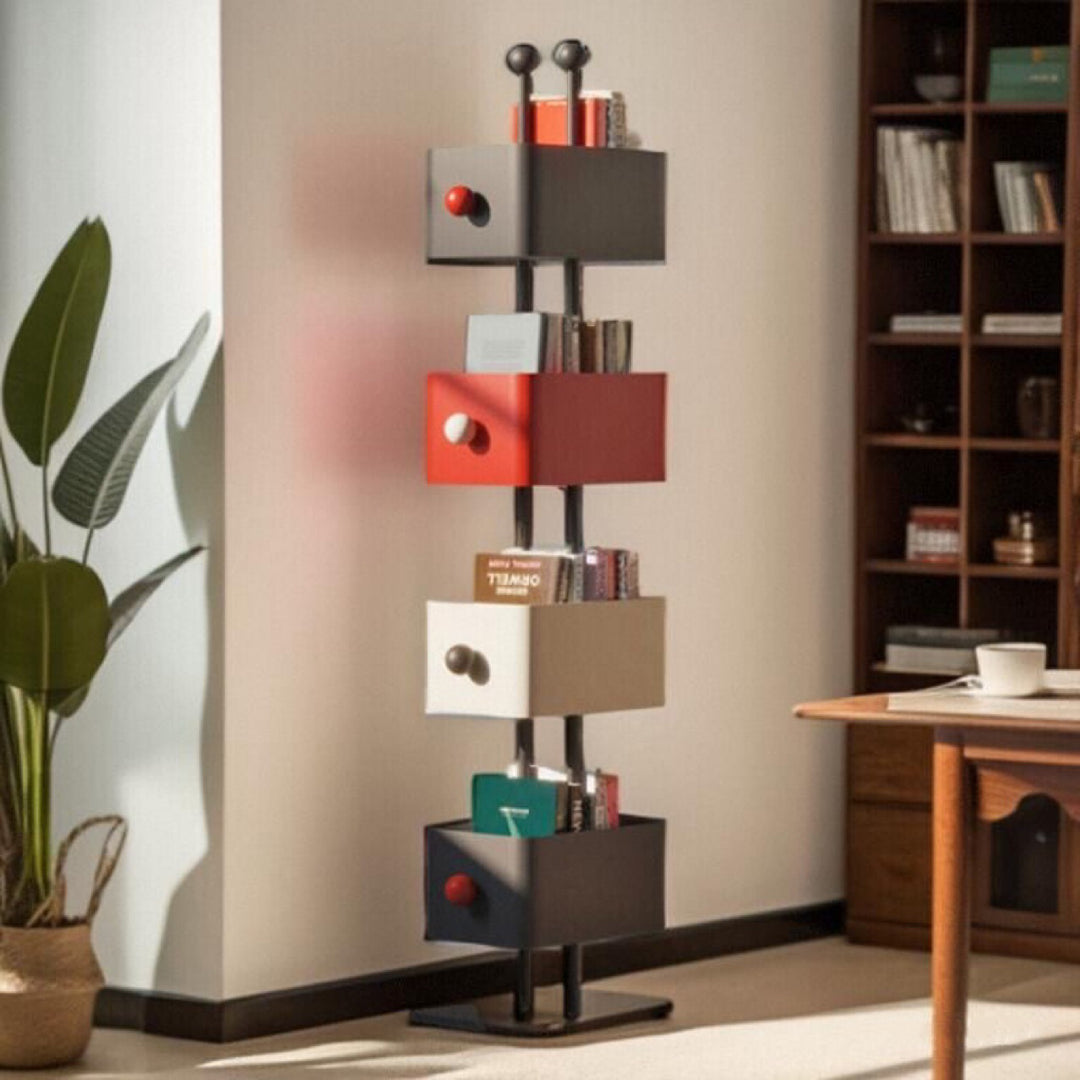 Contemporary Scandinavian Iron Frame Rectangular Bookshelf Display Stand 4-Tier Storage Rack For Home Office