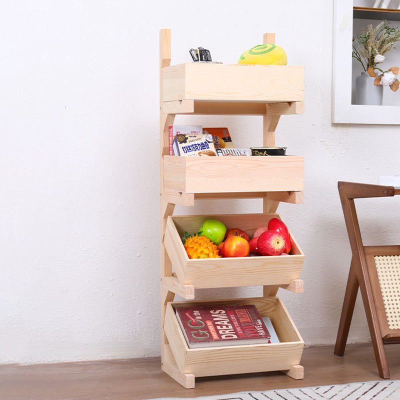 Traditionelles Bauernhaus-Regal aus Kiefernholz, freistehend, 3/4-stufig, Snack-Display-Regal mit Rollen für das Wohnzimmer 