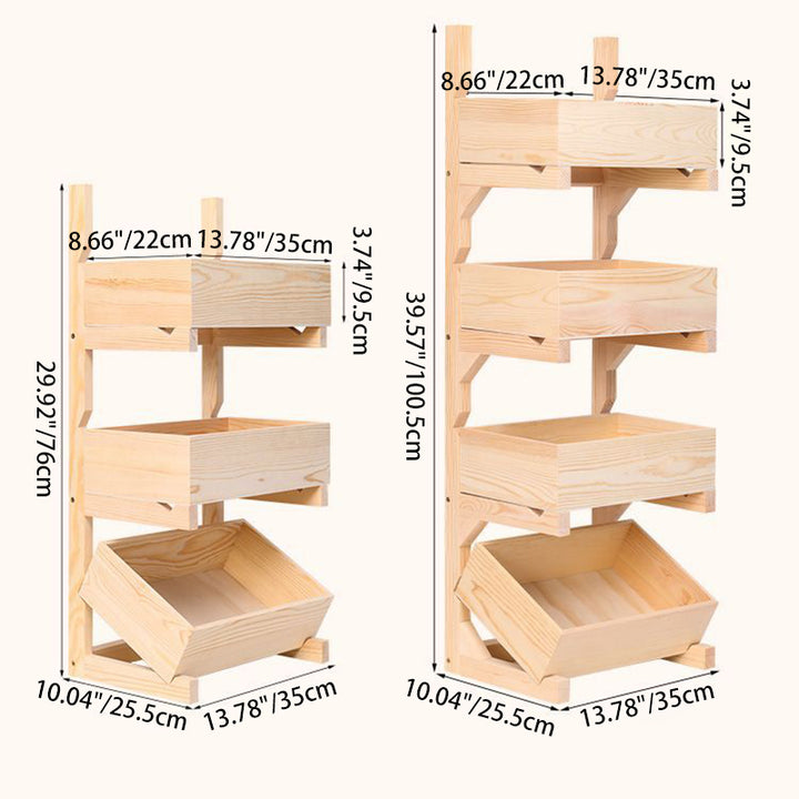 Estantería de almacenamiento de 3/4 niveles, estilo granja tradicional, de madera de pino, de pie en el suelo, con ruedas, para sala de estar 