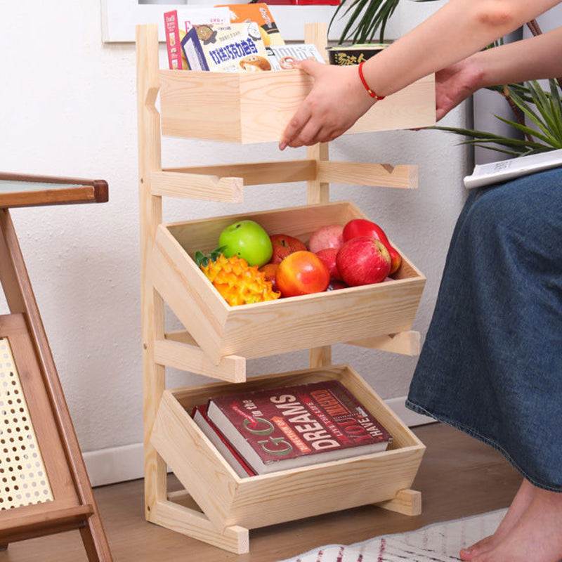 Traditionelles Bauernhaus-Regal aus Kiefernholz, freistehend, 3/4-stufig, Snack-Display-Regal mit Rollen für das Wohnzimmer 