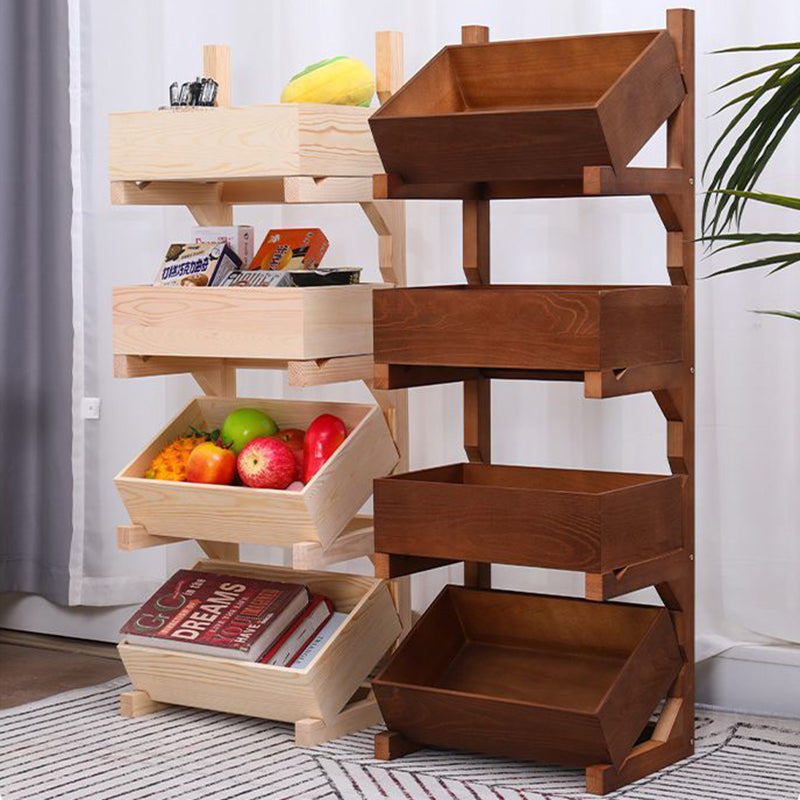 Traditionelles Bauernhaus-Regal aus Kiefernholz, freistehend, 3/4-stufig, Snack-Display-Regal mit Rollen für das Wohnzimmer 