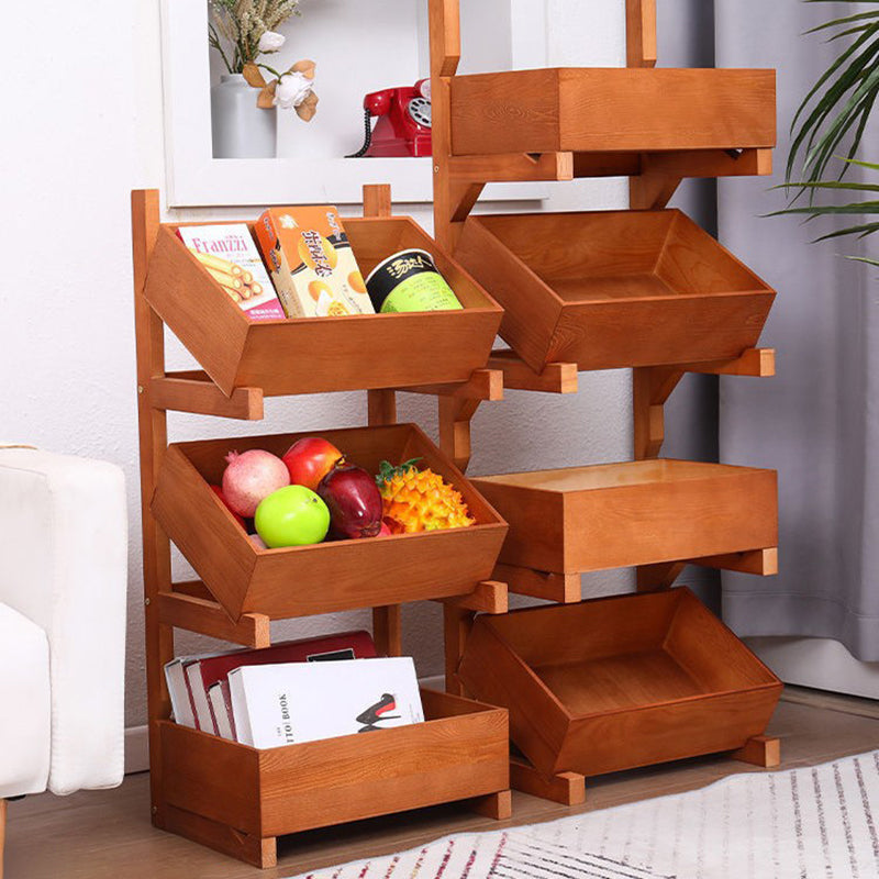 Traditionelles Bauernhaus-Regal aus Kiefernholz, freistehend, 3/4-stufig, Snack-Display-Regal mit Rollen für das Wohnzimmer 