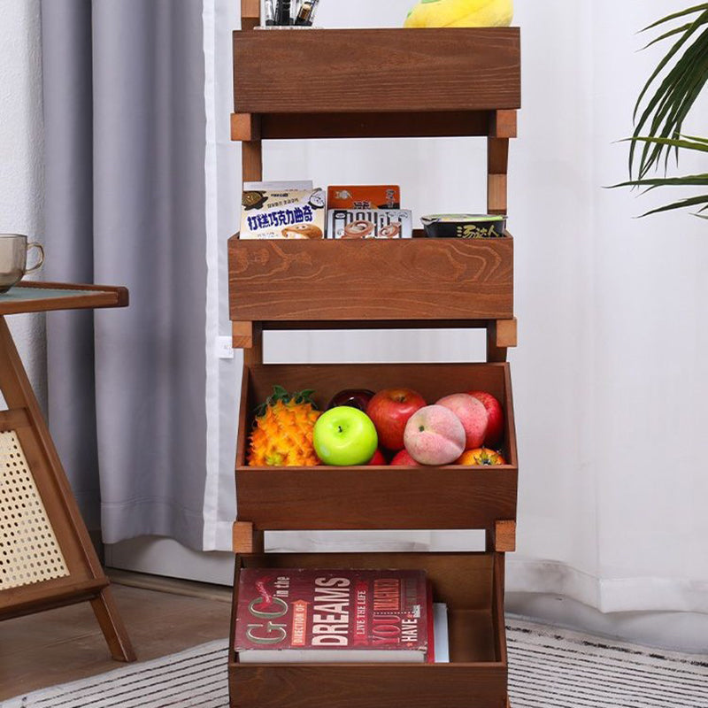 Traditionelles Bauernhaus-Regal aus Kiefernholz, freistehend, 3/4-stufig, Snack-Display-Regal mit Rollen für das Wohnzimmer 