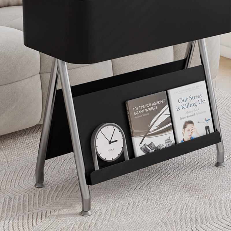 Contemporary Scandinavian Rotatable Plywood Iron Rectangular Tray Top Storage Cabinet Side Table Double-Sided Magazine Rack With Wheels For Living Room