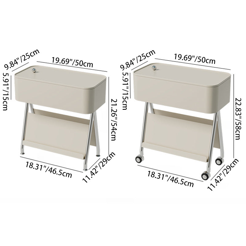 Contemporary Scandinavian Rotatable Plywood Iron Rectangular Tray Top Storage Cabinet Side Table Double-Sided Magazine Rack With Wheels For Living Room