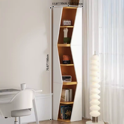 Estantería de esquina compacta de madera maciza triangular minimalista moderna de 2/4/6 niveles para almacenamiento en el hogar u oficina 