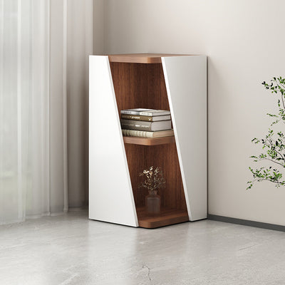 Estantería de esquina compacta de madera maciza triangular minimalista moderna de 2/4/6 niveles para almacenamiento en el hogar u oficina 