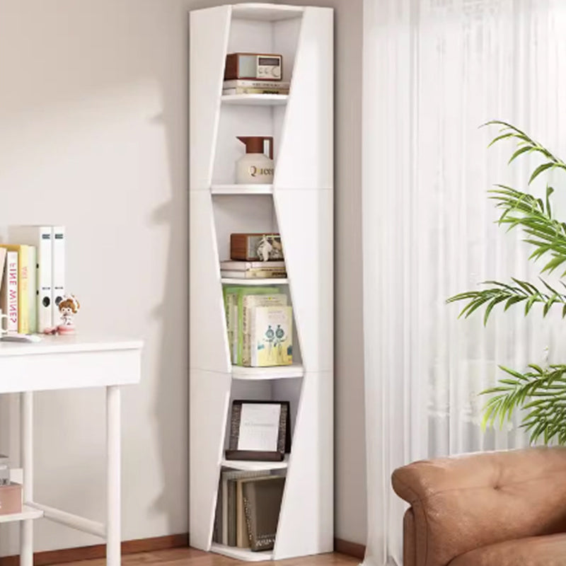 Estantería de esquina compacta de madera maciza triangular minimalista moderna de 2/4/6 niveles para almacenamiento en el hogar u oficina 