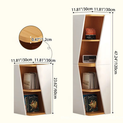 Estantería de esquina compacta de madera maciza triangular minimalista moderna de 2/4/6 niveles para almacenamiento en el hogar u oficina 