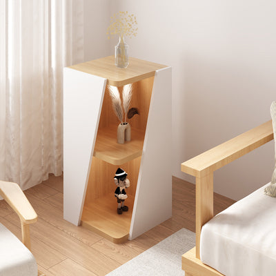 Estantería de esquina compacta de madera maciza triangular minimalista moderna de 2/4/6 niveles para almacenamiento en el hogar u oficina 