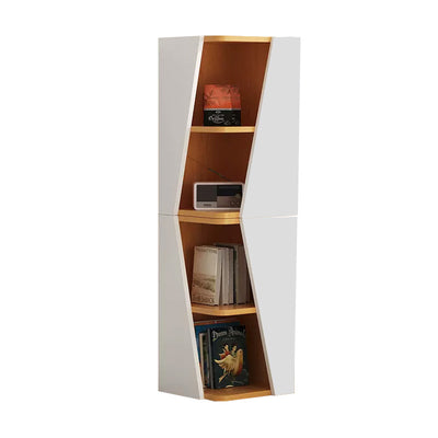 Estantería de esquina compacta de madera maciza triangular minimalista moderna de 2/4/6 niveles para almacenamiento en el hogar u oficina 