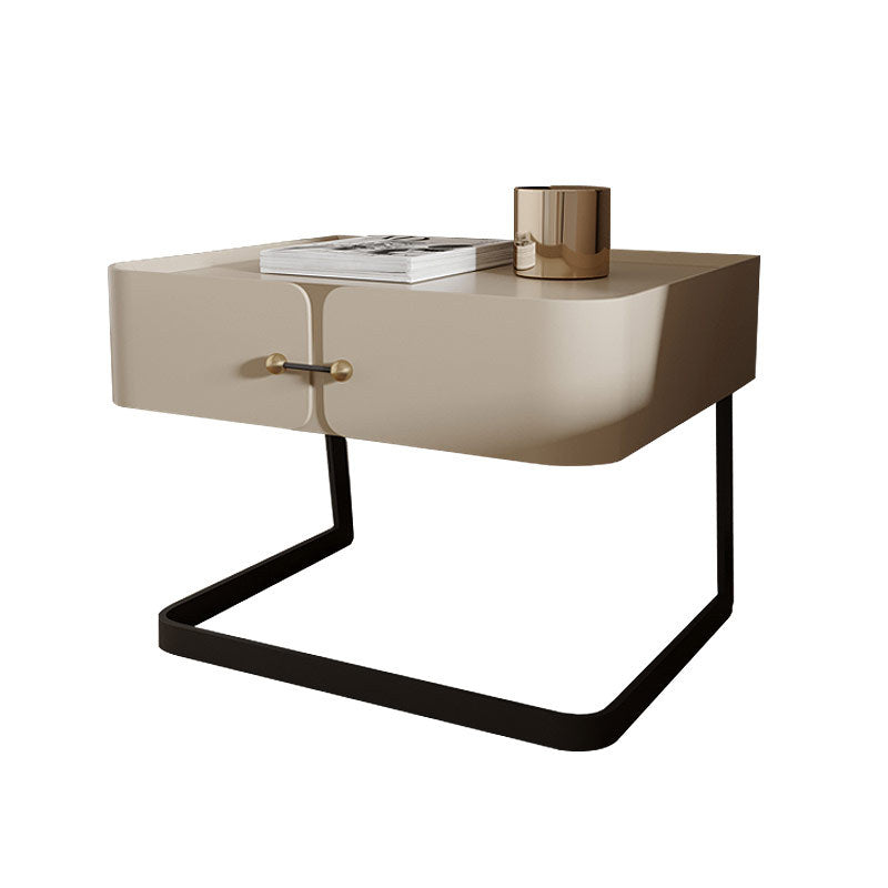Moderner Mid-Century Rechteckiger Umweltfreundlicher Nachttisch aus Kohlenstoffstahl mit 1 Schublade für das Schlafzimmer 