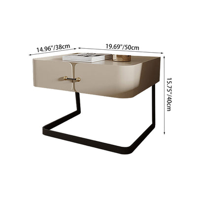 Moderner Mid-Century Rechteckiger Umweltfreundlicher Nachttisch aus Kohlenstoffstahl mit 1 Schublade für das Schlafzimmer 